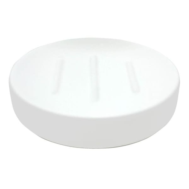 Soho White Soft Touch Ceramic Soap Dish, 4.8″