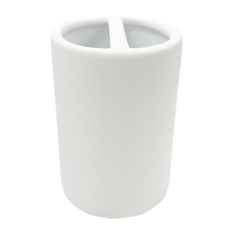 Soho White Soft Touch Ceramic Toothbrush Holder, 4.8″
