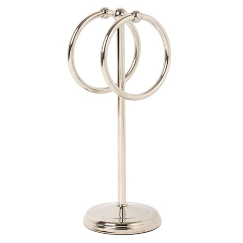 Spheres Satin Nickel 2-Ring Fingertip Towel Stand, 11.5″