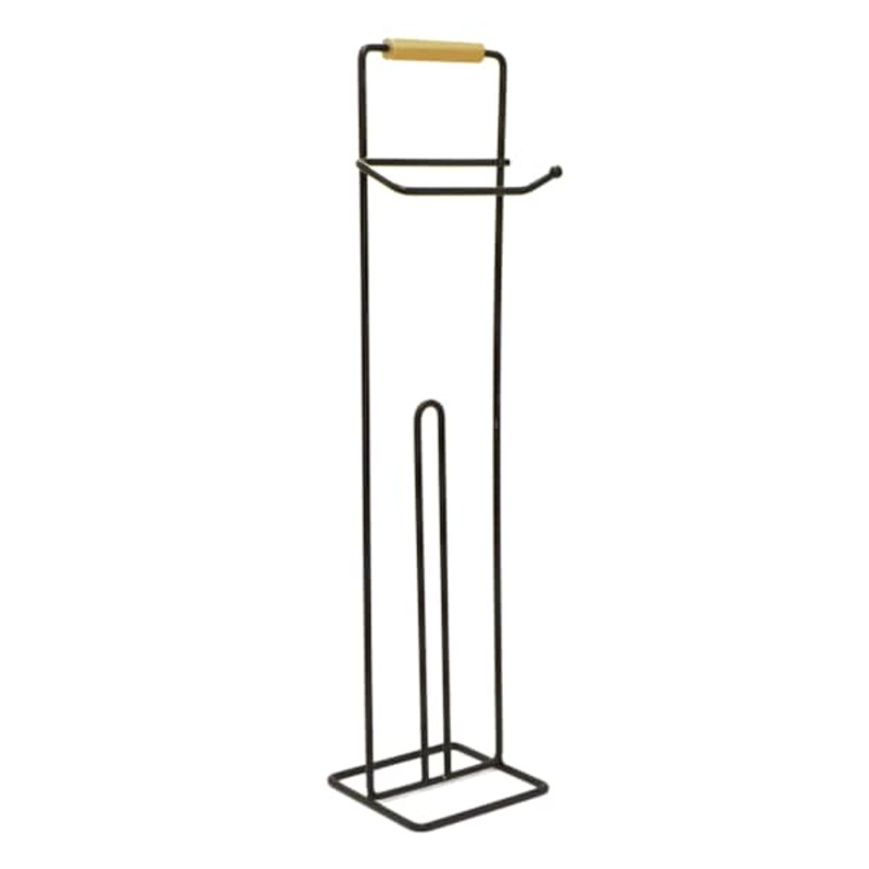 Toki Matte Black & Bamboo Toilet Paper Holder