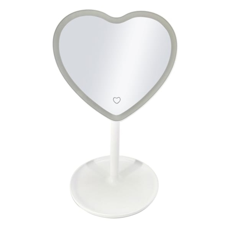 White Heart LED Mirror with USB