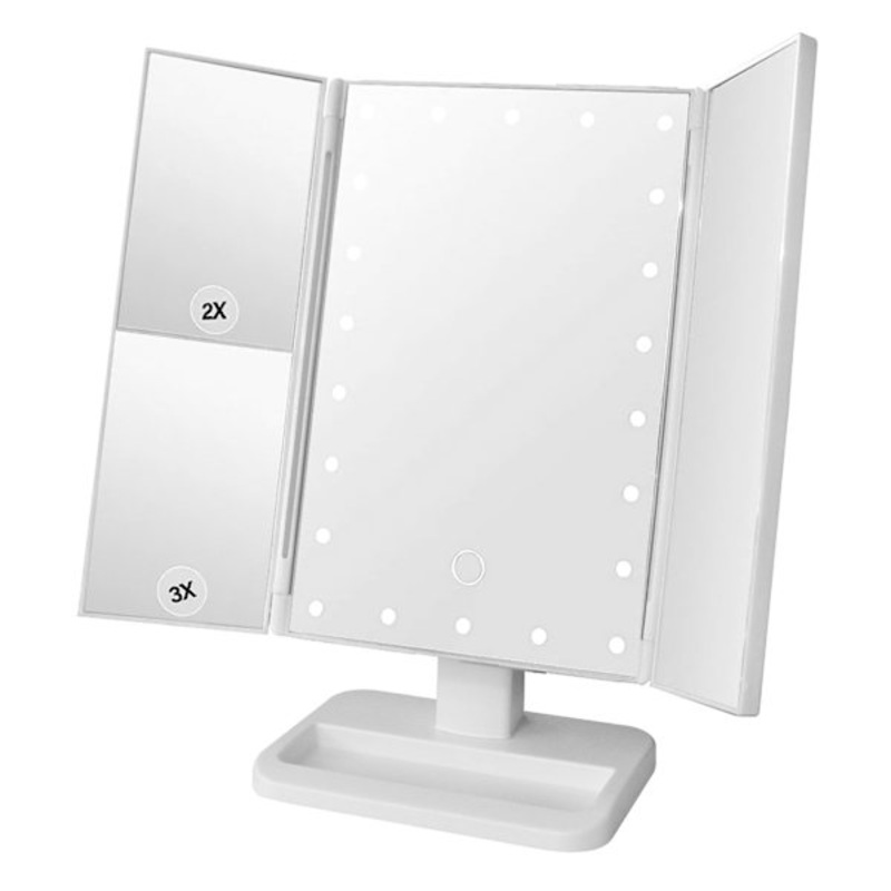 White LED Trifold Mirror, 11″