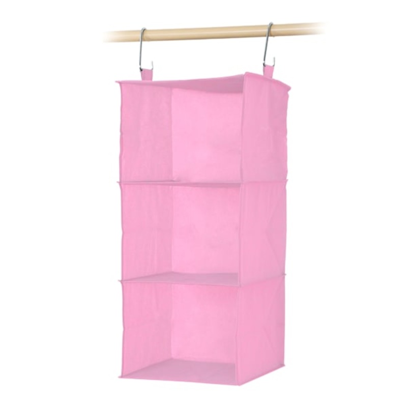 3-Piece Hanging Closet Organizer Set, Pink