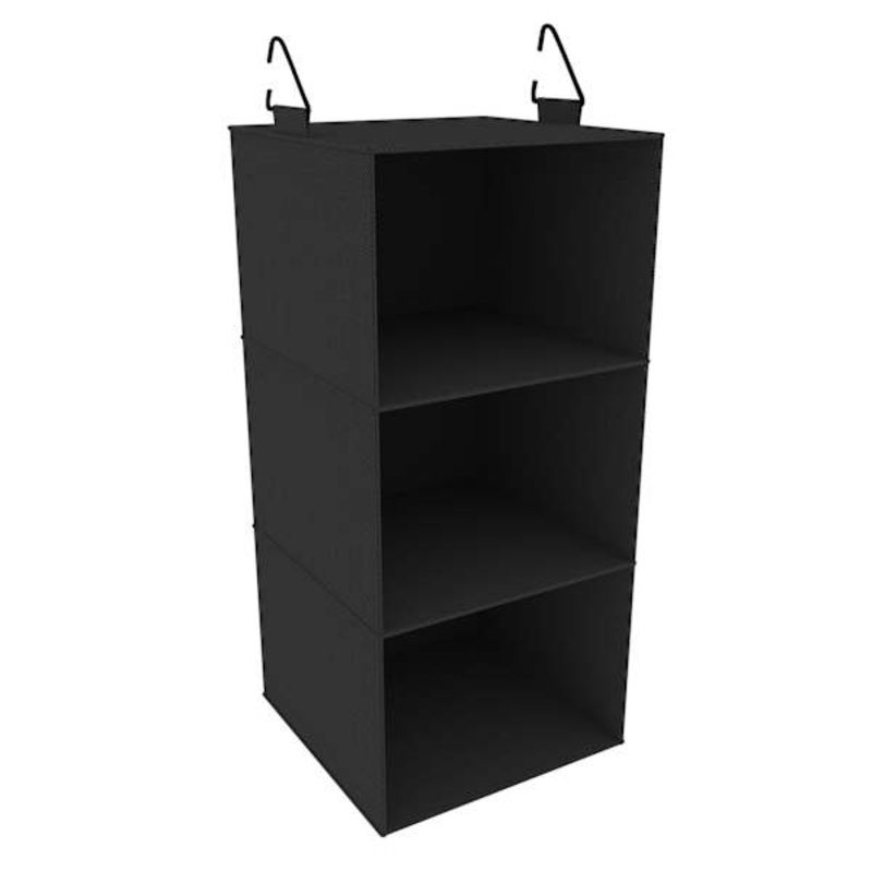 3-Shelf Hanging Closet Storage Organizer, Black