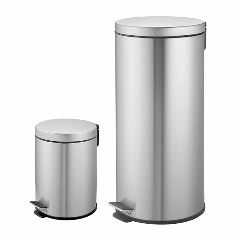 30l Stainless Steel Trash Can with Bonus 5l Trash Bin
