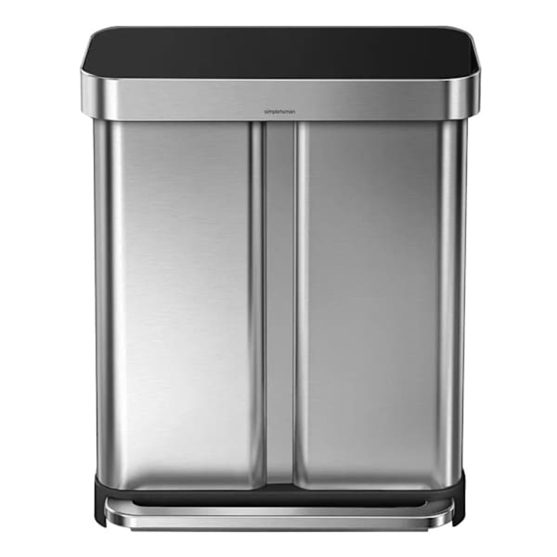 SimpleHuman Dual Combo Stainless Steel w Plastic Lid Step Can, 58l