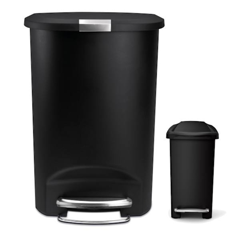 SimpleHuman Kitchen Trash Step Can with Bonus Profile Step Can, 13gal (2.6gal)