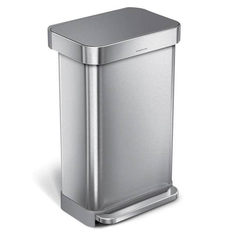 SimpleHuman Stainless Steel Rectangle Kitchen Trash Can with Plastic Lid, 45l (12gal)