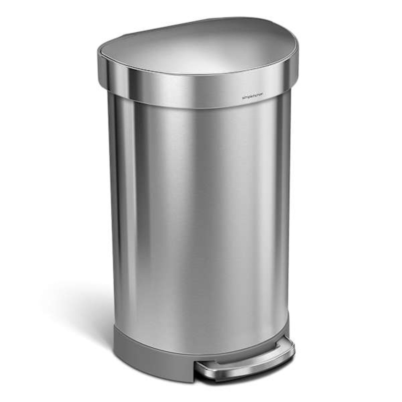SimpleHuman Stainless Steel Semi-Round Liner Rim Step Trash Can, 45l (11.8gal)