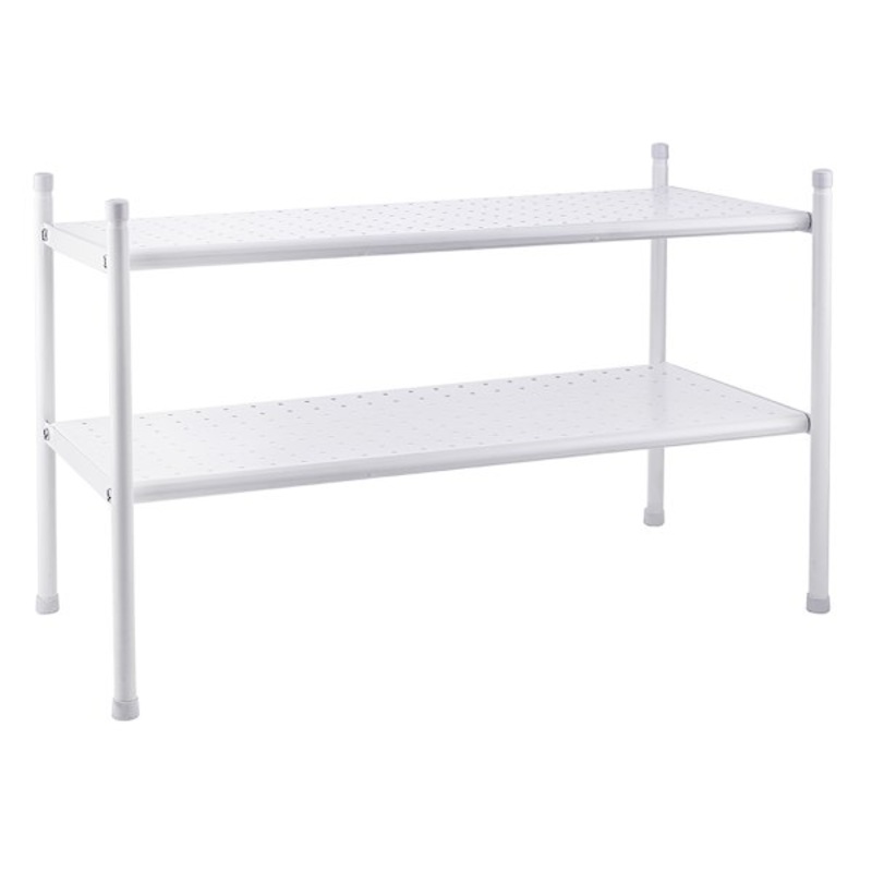 2-Shelf Punch Metal Shoe Rack, White