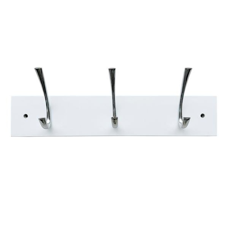 3-Hook Modern Wall Hanger, White