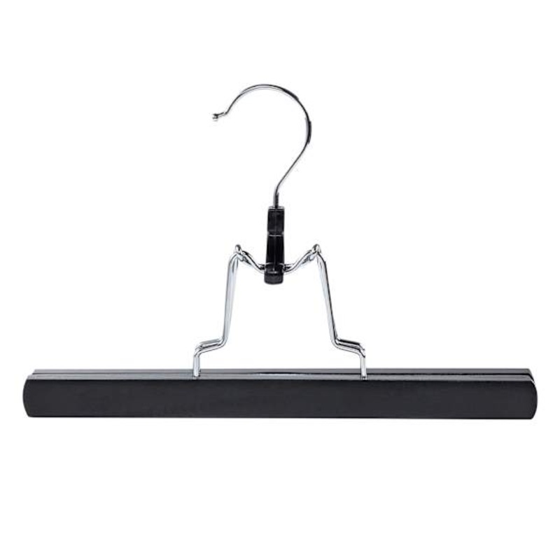 3-Piece Wooden Pant Hanger with Clamp, Black