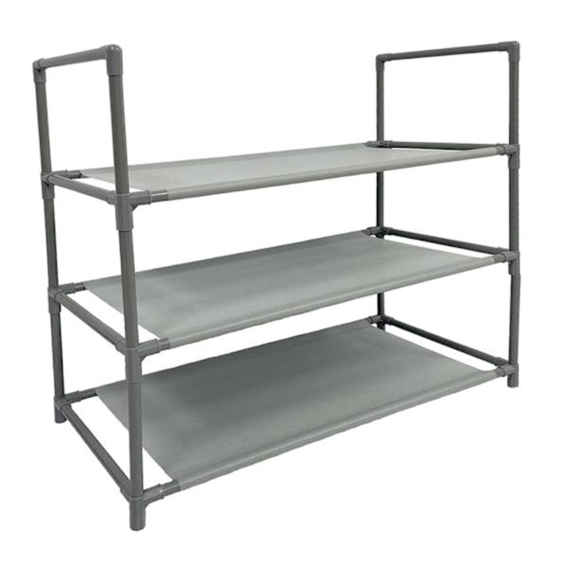 3-Tier Multi-Use Stackable Shoe Rack, Grey