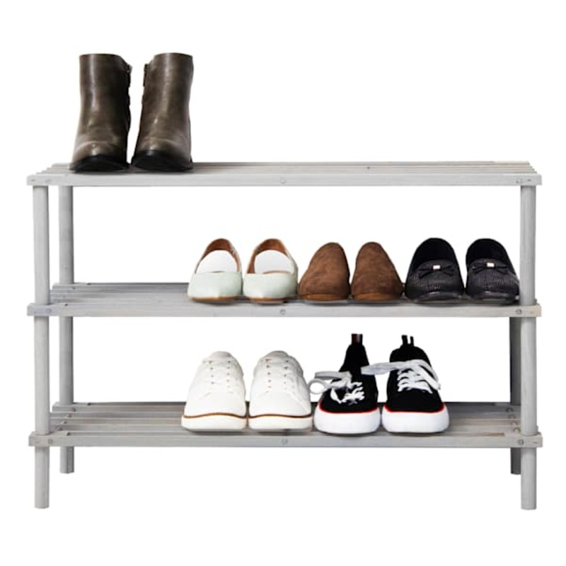 3 Tier Wood Shoe Rack – Barnyard Grey
