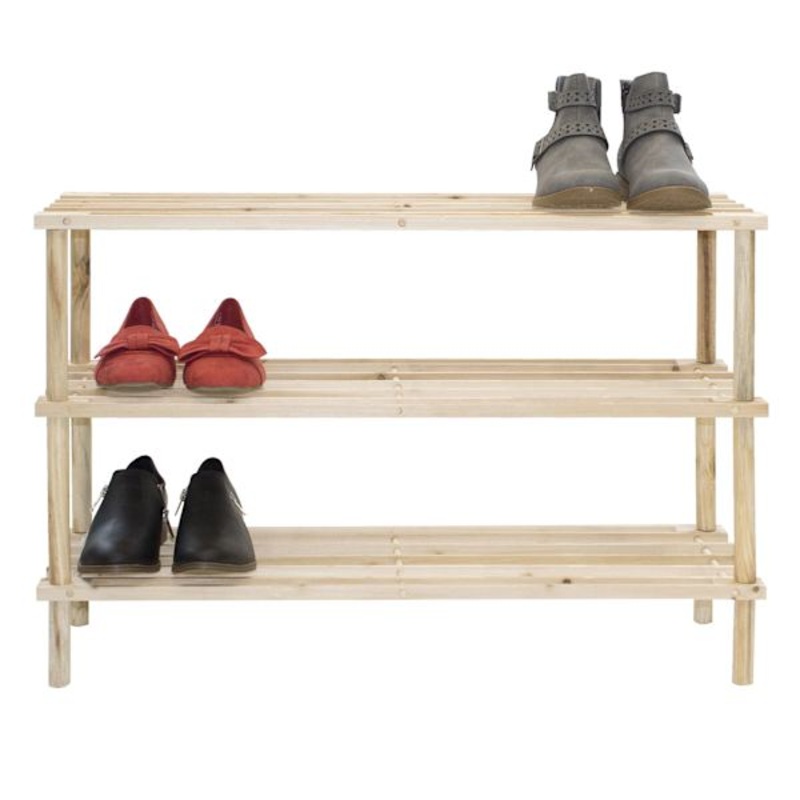3-Tier Wooden Shoe Rack, Natural