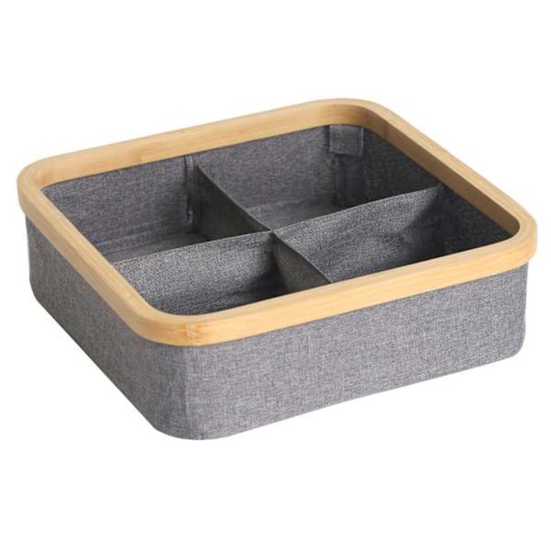 4-Compartment Bamboo Storage Bin