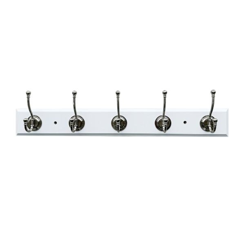5-Hook Round Wall Hook, White