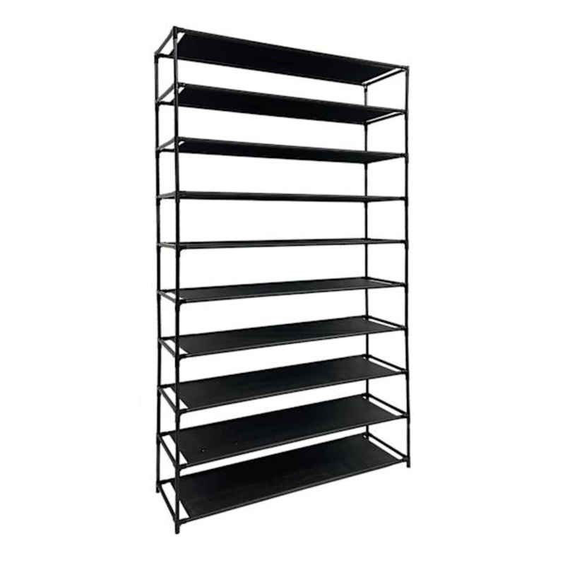 50-Pair Fabric Shelf Standing Shoe Rack, Black