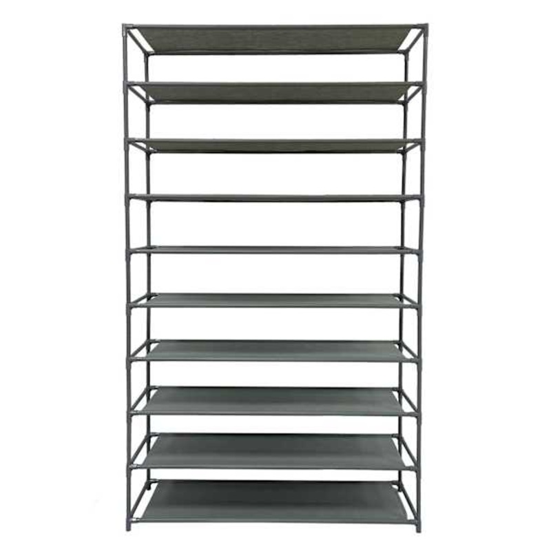 50-Pair Fabric Shelf Standing Shoe Rack, Light Grey