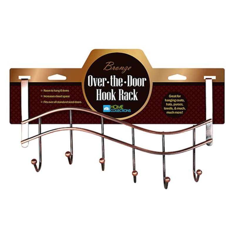 6-Hook Over the Door Hanger, Bronze