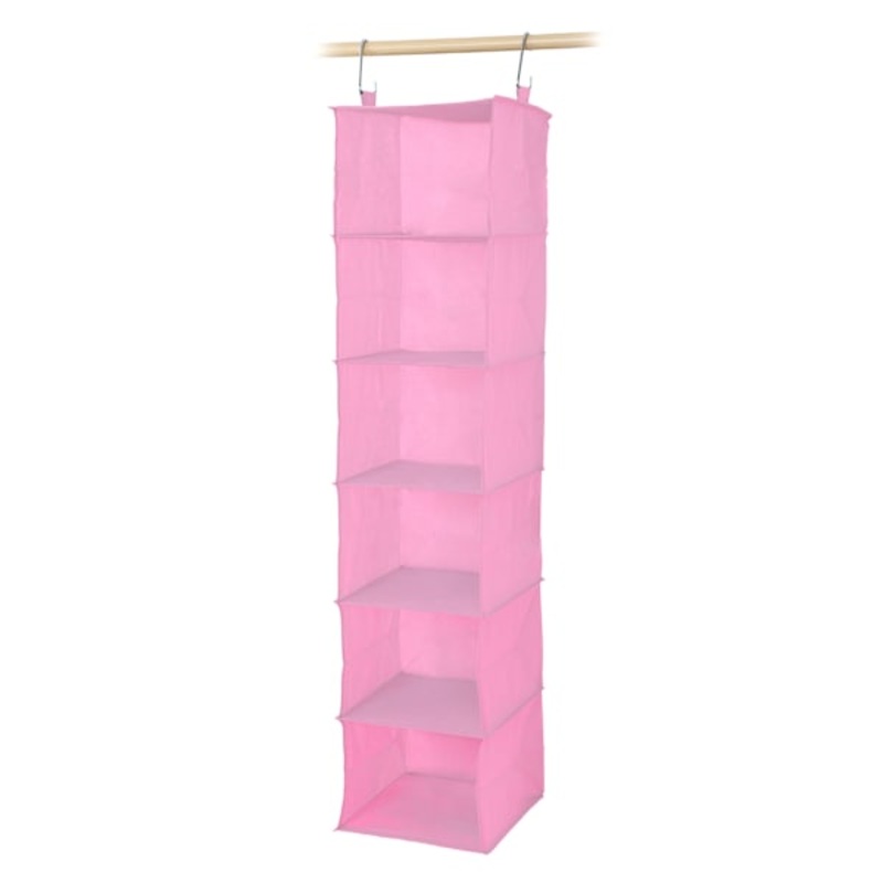 6-Piece Hanging Closet Organizer Set, Pink