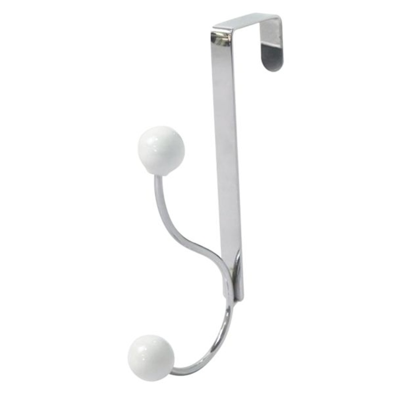 Jasmine White Wire & Chrome Over the Door Hook