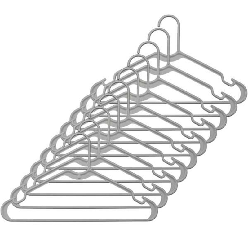 Set of 10 Tubular Hangers, Grey
