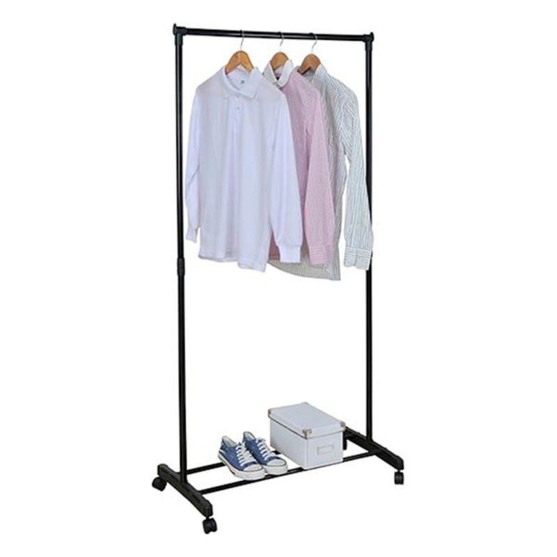 Wheeled Metal Garment Rack, Black