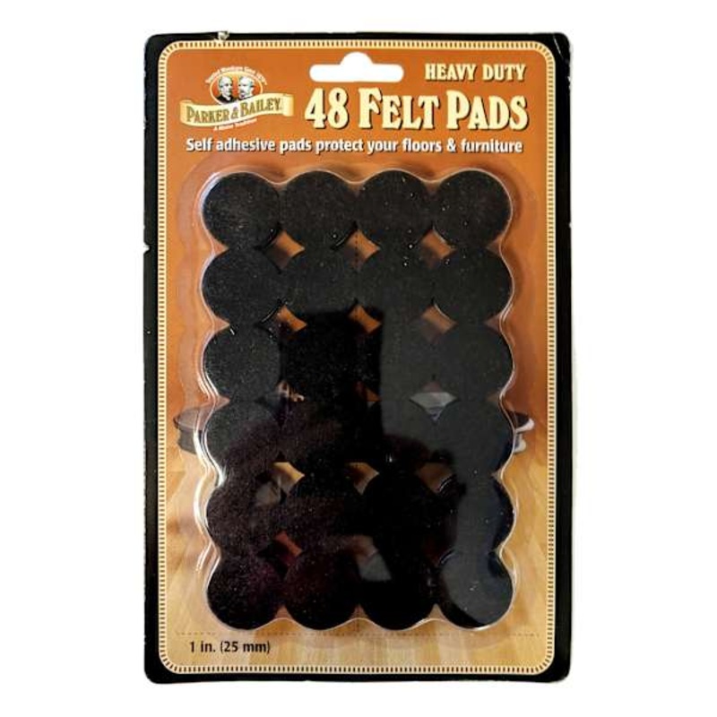 48-Pack Black Felt Furniture Pads, 1″