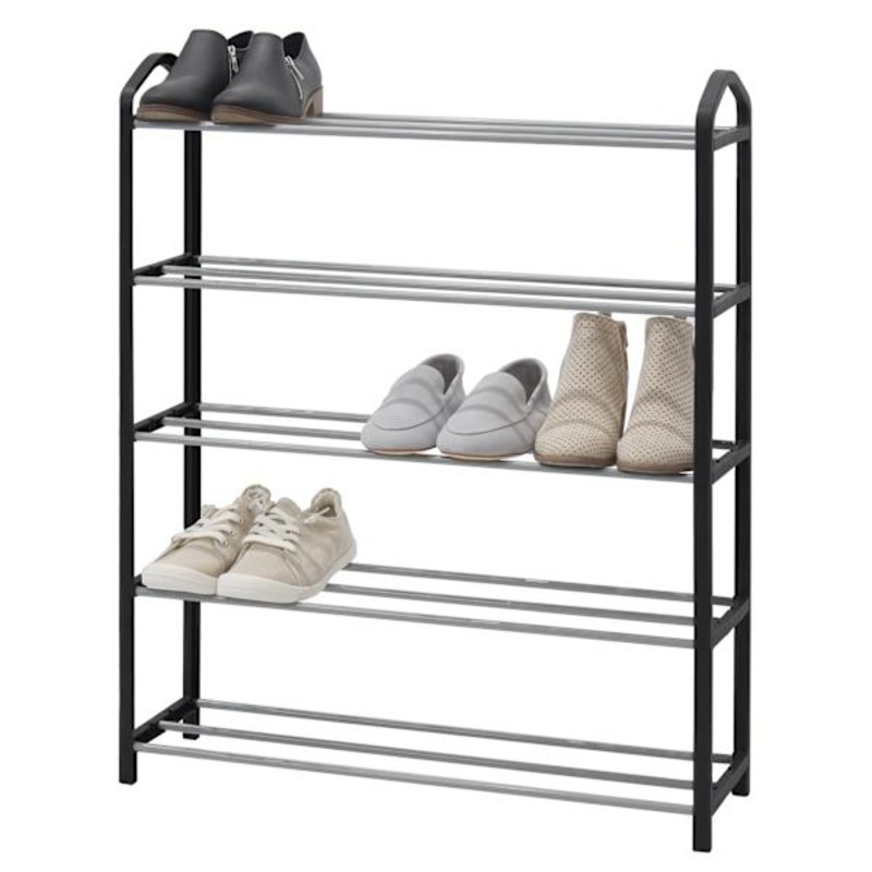 5-Tier Metal Shoe Rack, Black