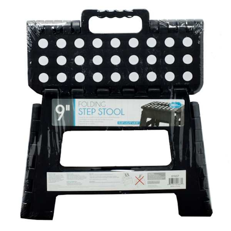 Black Foldable Step Stool, 9″