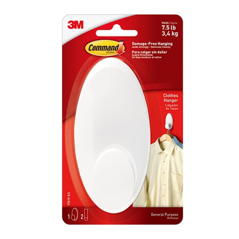 Command Clothes Hanger, 1-Hanger, 2-Strips/Pack