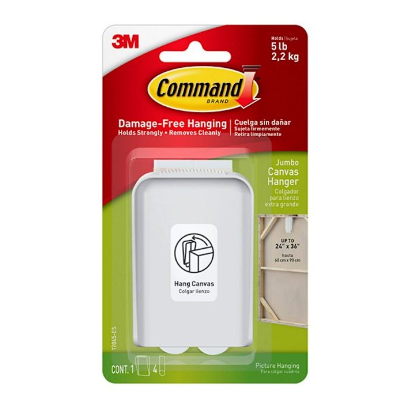 Command Jumbo Canvas Hanger, 1-Hook, 4-Large Strips/Pack