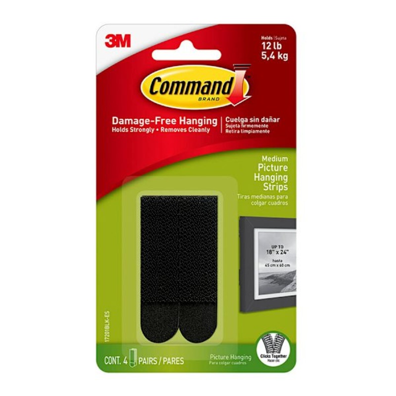 Command Medium Black Picture Hanging Strips, 4-Sets of Strips/Pack