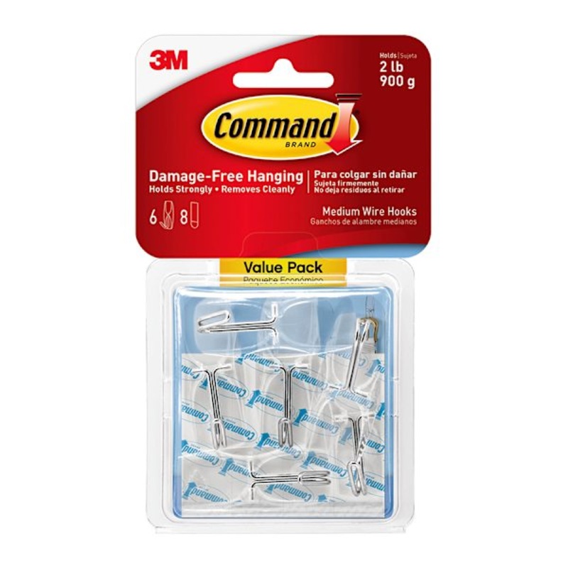 Command Medium Clear Wire Toggle Hook Value Pack 6-Hooks, 8-Strips/Pack