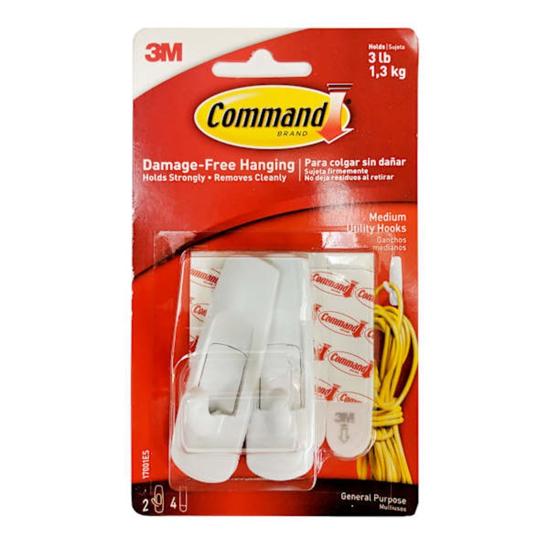 Command Medium Designer Hooks Multi-Pack, 2-Hooks, 4-Strips/Pack, White