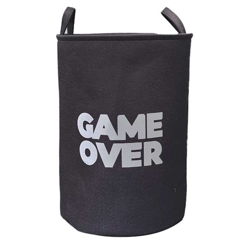 Kids Black Game Over Laundry Hamper, Large