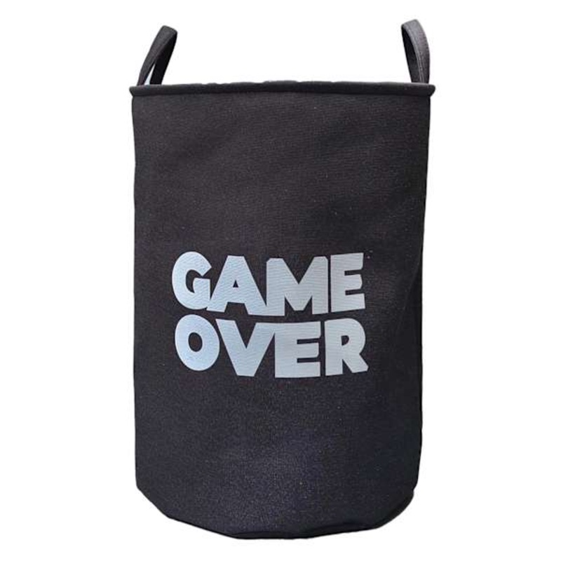 Kids Black Game Over Laundry Hamper, Medium
