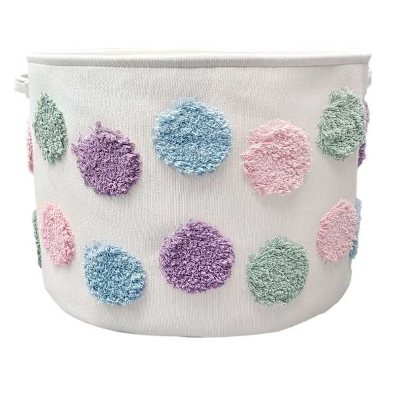 Kids Polka Dot Fabric Storage Basket, Medium