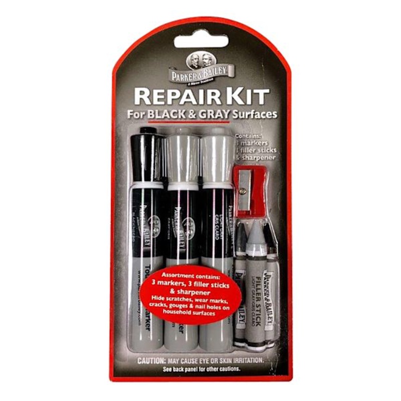 Parker & Bailey 6-Piece Dark Furniture Repair Kit, Black & Grey