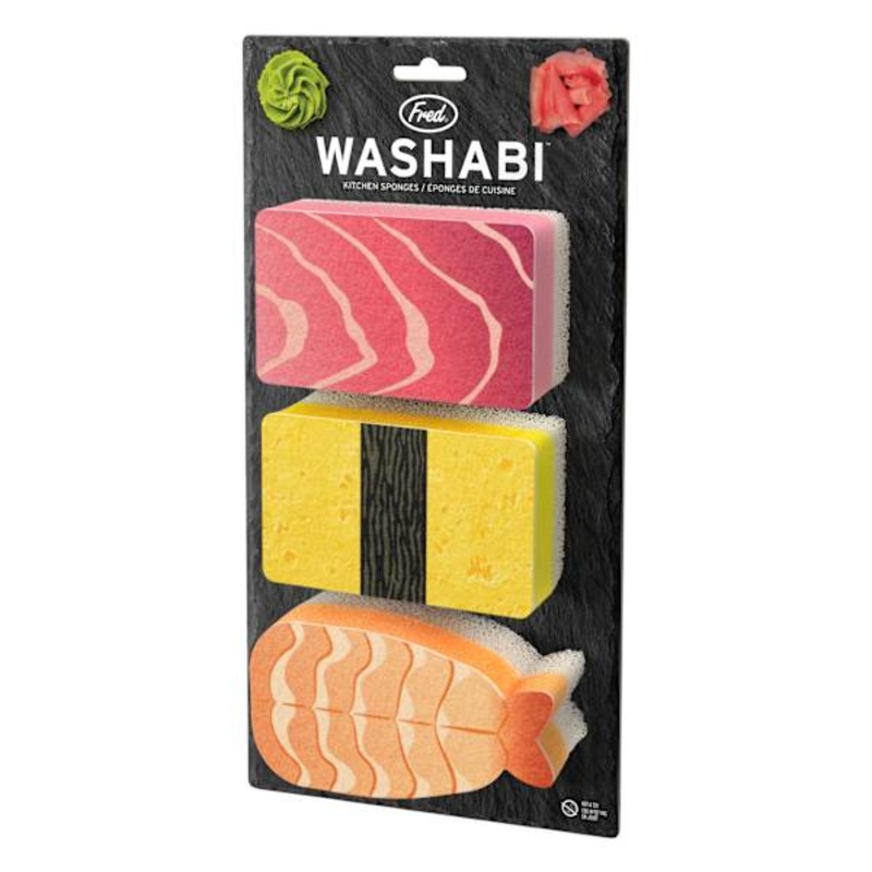 Washabi 3-Pack Sushi Shaped Kitchen Sponges