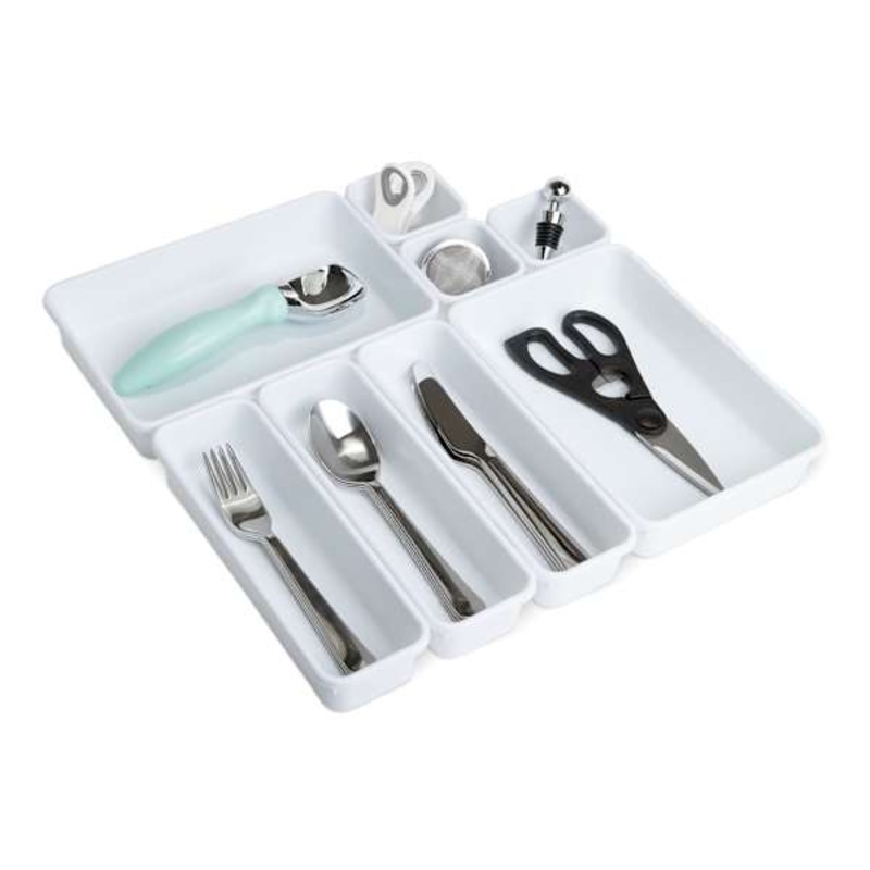 8-Piece White Drawer Organizer Set