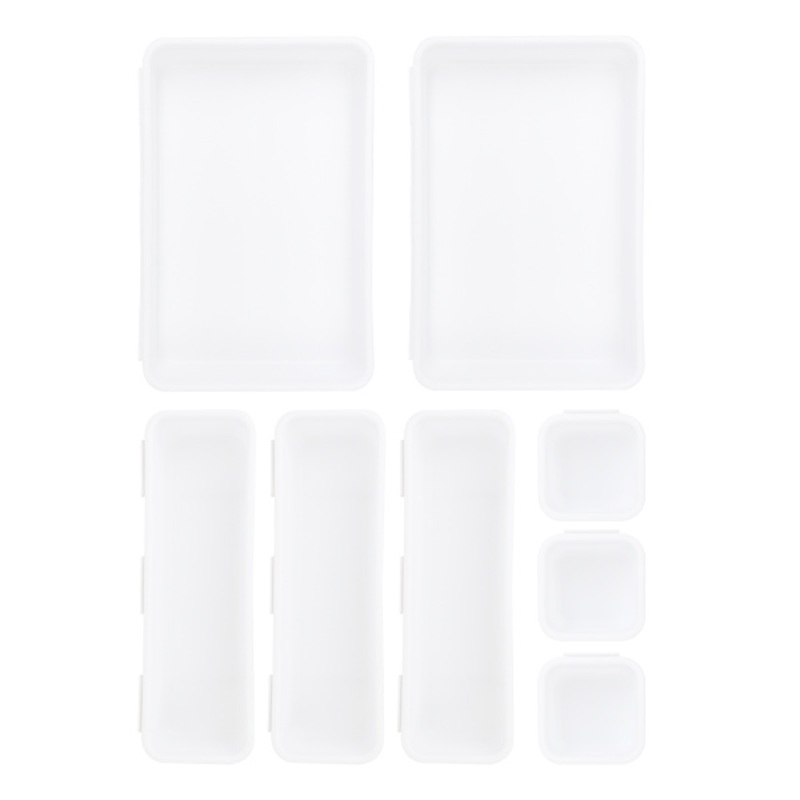 8-Piece White Interlocking Storage Bin Set