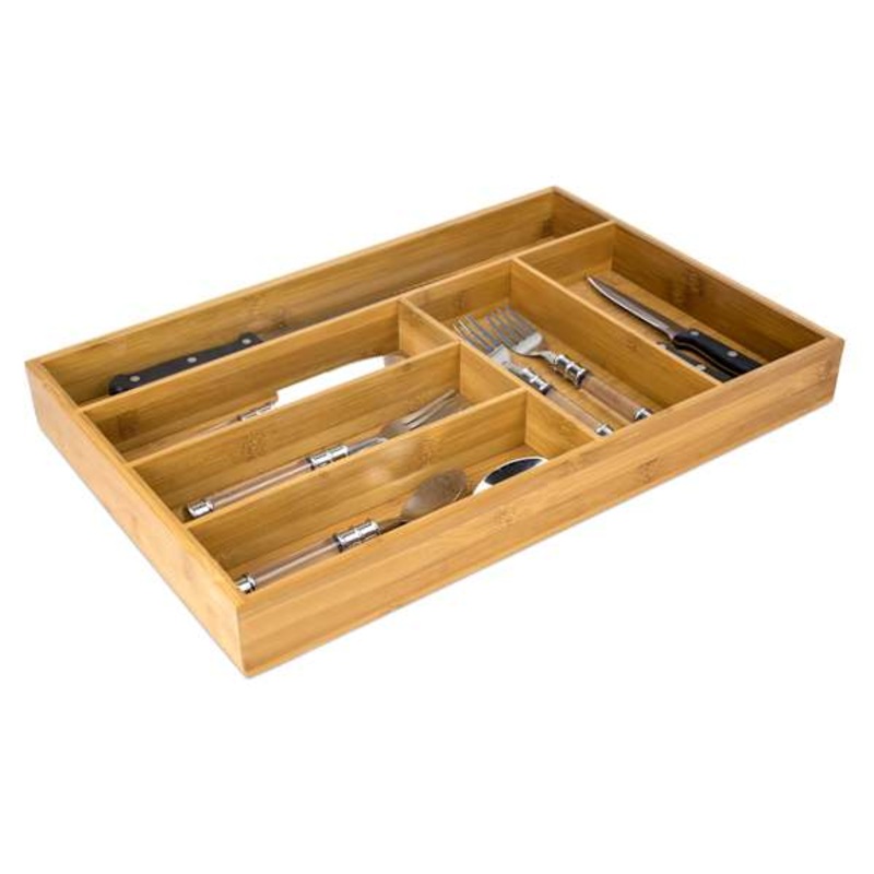 Bamboo Wood Cutlery Tray, Large