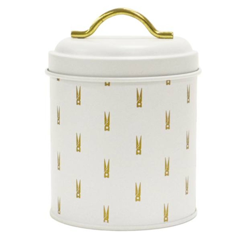 Matisse White & Gold Round Canister, Small