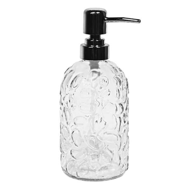 Pebble Embossed Glass Soap Pump, 18oz