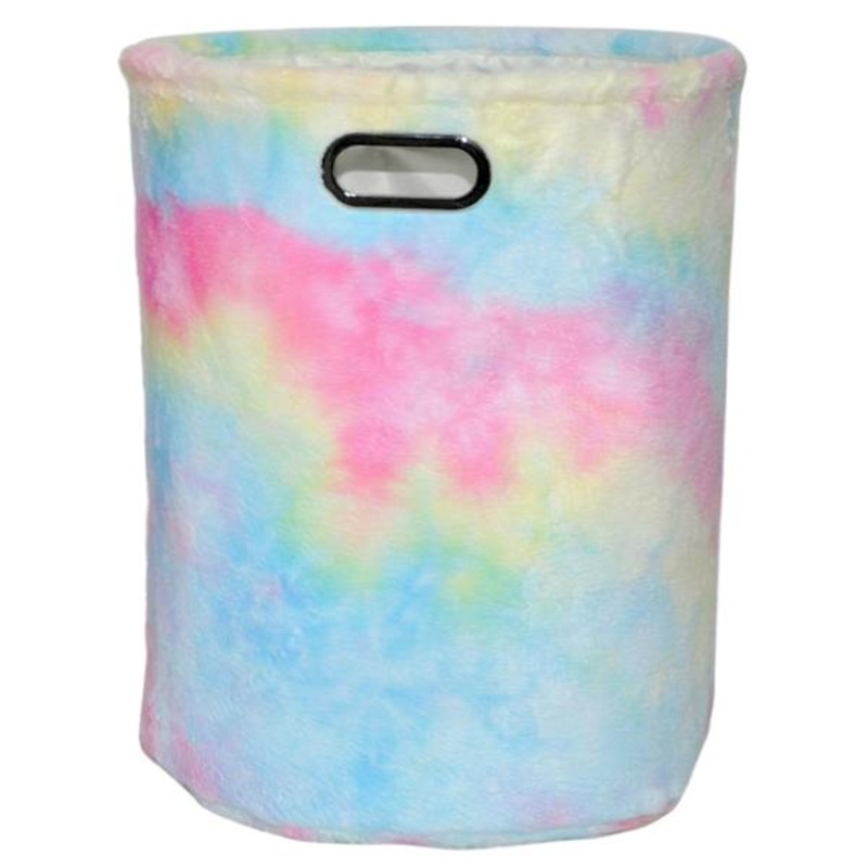Rainbow Round Kids Fur Laundry Hamper, Medium