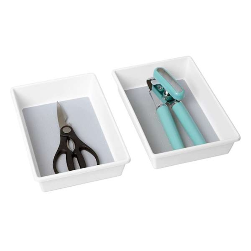 Set of 2 White Wide Drawer Organizers