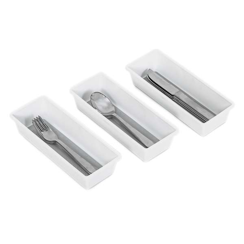 Set of 3 White Narrow Drawer Organizer, Medium
