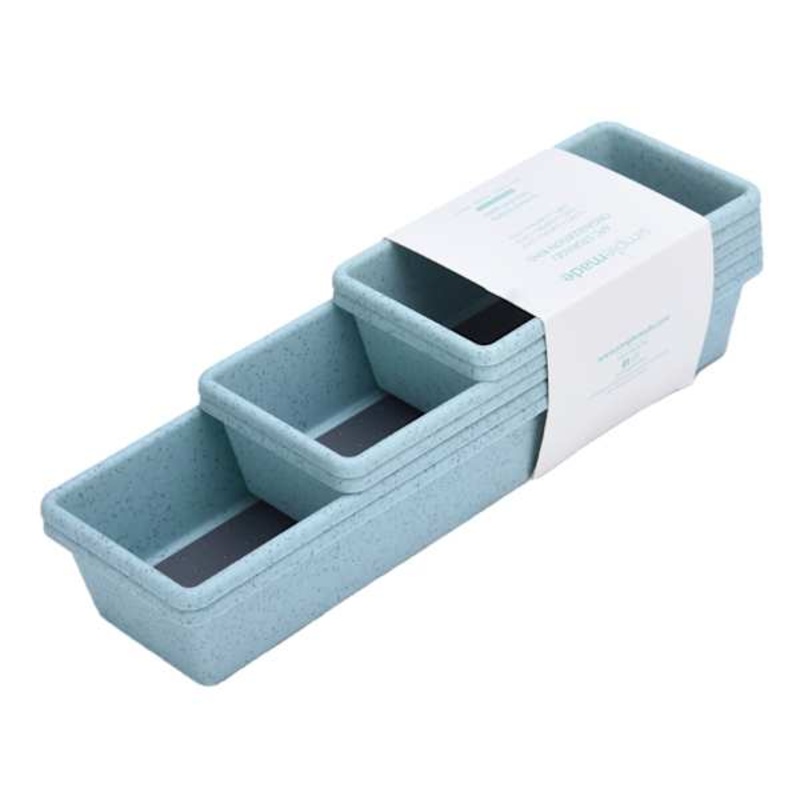 Set of 6 Non-Slip Drawer Organizer Bins, Mint Green